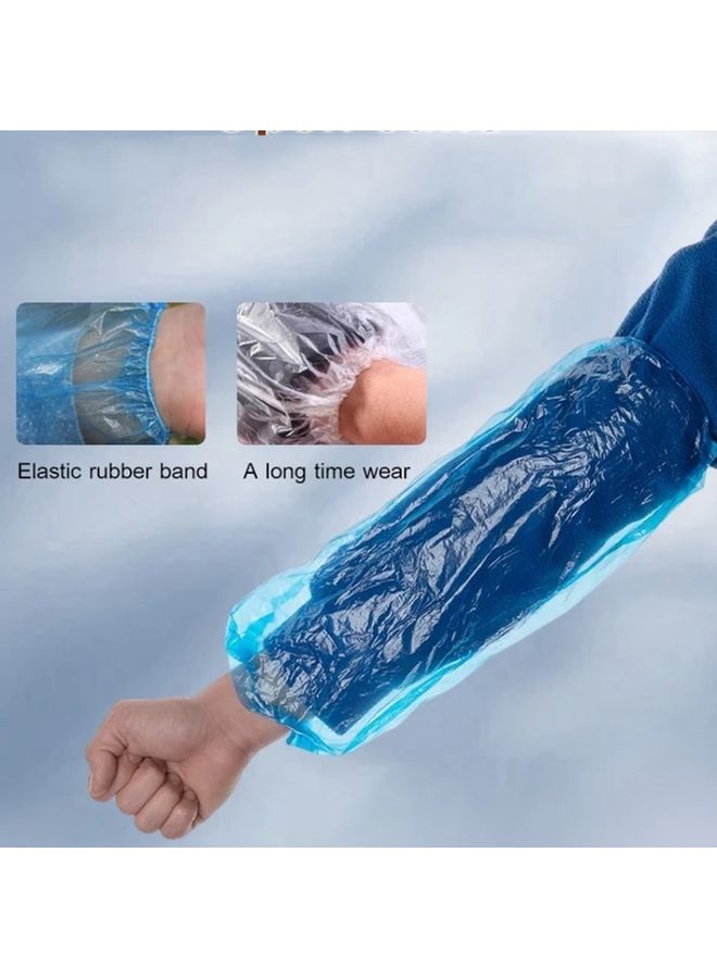 100pcs Blue Disposable Plastic Sleeves Waterproof Elastic Wrist Oil Resistant Kitchen - Image 5