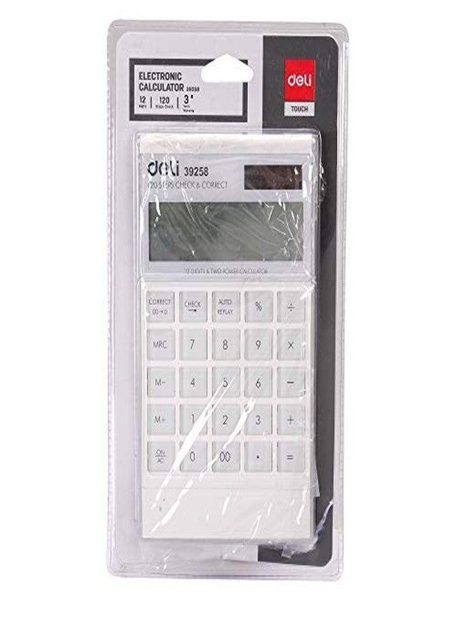 Deli W39258 12 Digit Big Size Financial Calculator with 120 Steps Check and Auto Correct Option | White - Image 3