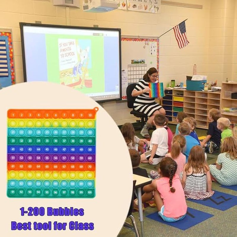 Double Side 1 100 200 Popper, Chart Pop, 200 Poper with Numbers, Square Popper for Elementary, Fidget Sensory Toy, Montessori Educational Gift for Kindergarten Classroom Kids 3 4 5 Year Old - Image 5