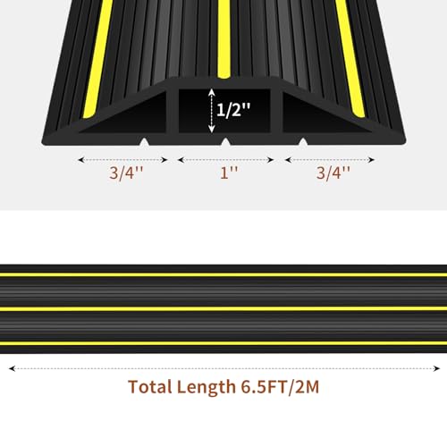 SUZALD Floor Cord Cover, 6 Ft Heavy Duty Cable Cover Protector 3 Channels Extension Wire Covers for Floor Cord Hider Management for Home Office or Outdoor Settings, Easy to Unroll - Image 3