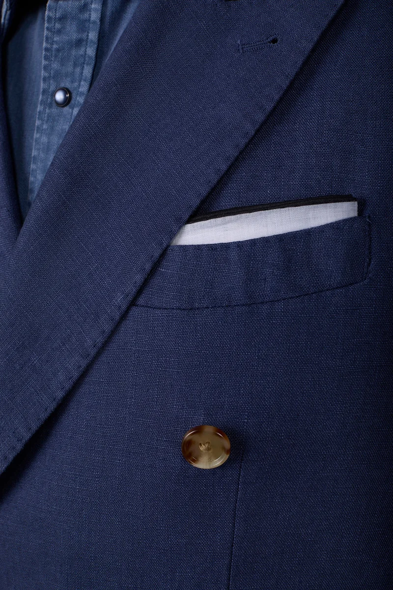 Single-colour pocket square for men - White/DK Blue