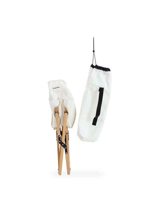 Vinyl Folding Chair, White And Natural