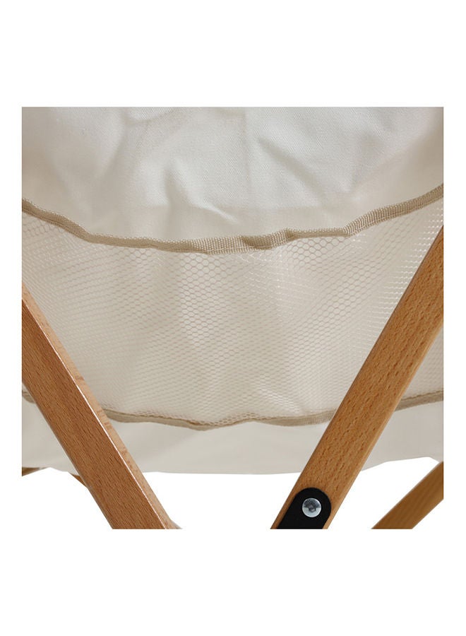 Vinyl Folding Chair, White And Natural