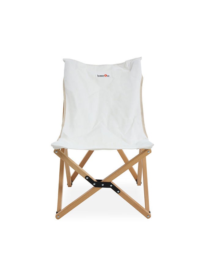 Vinyl Folding Chair, White And Natural