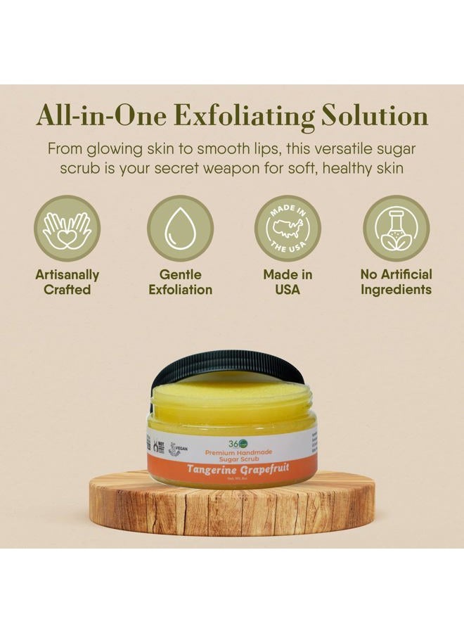 360Feel Sugar Body Scrub - Tangerine Grapefruit - Great as a Face Scrub & Exfoliating Body Scrub for Acne Scars, Stretch Marks, Foot Scrub, Great Gifts For Women - 8 Fl Oz, Cream - Image 3