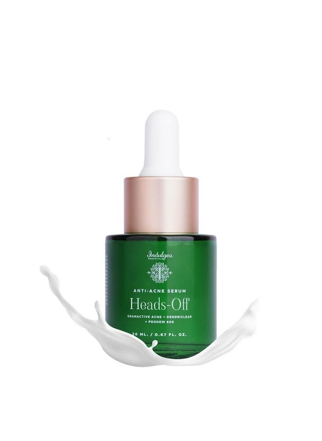 Indulgeo ESSENTIALS Heads Off Anti Acne Face Serum For Glowing Skin 20Ml Lightweight Reduces Comedones Acne Whiteheads And Blackheads Provide Clear & Hydrated Skin For Men & Women  - Image 1