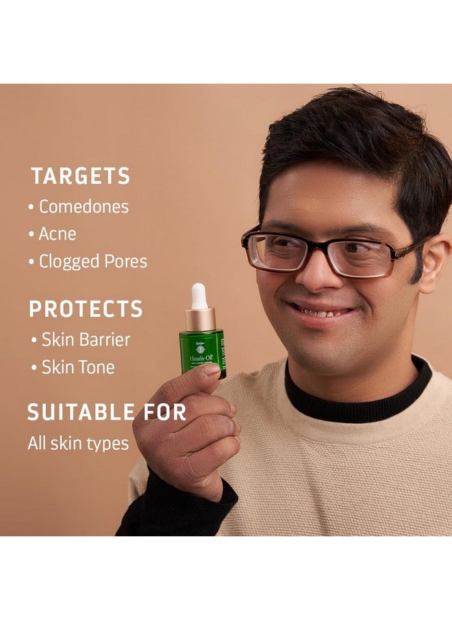 Indulgeo ESSENTIALS Heads Off Anti Acne Face Serum For Glowing Skin 20Ml Lightweight Reduces Comedones Acne Whiteheads And Blackheads Provide Clear & Hydrated Skin For Men & Women  - Image 2
