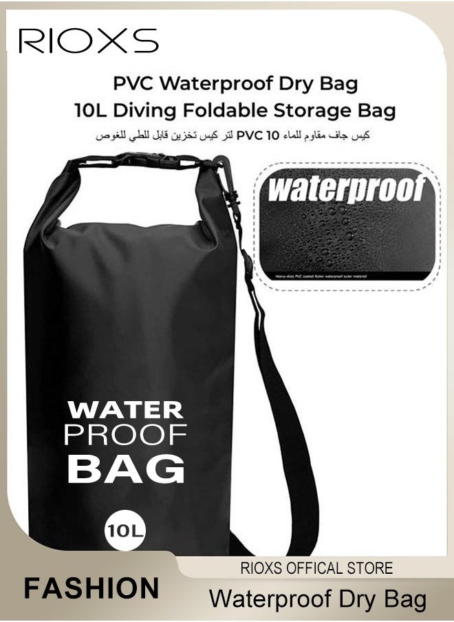 RIOXS PVC Waterproof Dry Bag 10L Diving Foldable Storage Bag for Men and Women Beach Swimming Bag Rafting backpack for Boating Canoeing Fishing Swimming Cycling Camping  - Image 1