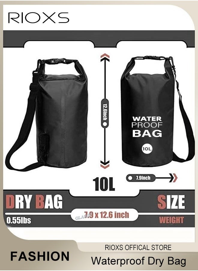 RIOXS PVC Waterproof Dry Bag 10L Diving Foldable Storage Bag for Men and Women Beach Swimming Bag Rafting backpack for Boating Canoeing Fishing Swimming Cycling Camping  - Image 2