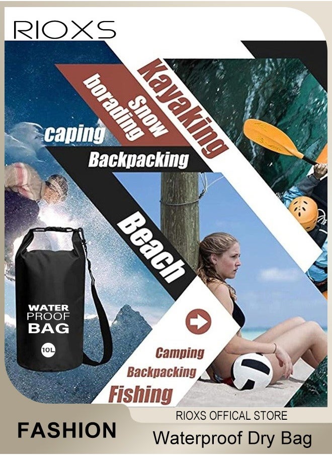 RIOXS PVC Waterproof Dry Bag 10L Diving Foldable Storage Bag for Men and Women Beach Swimming Bag Rafting backpack for Boating Canoeing Fishing Swimming Cycling Camping  - Image 4