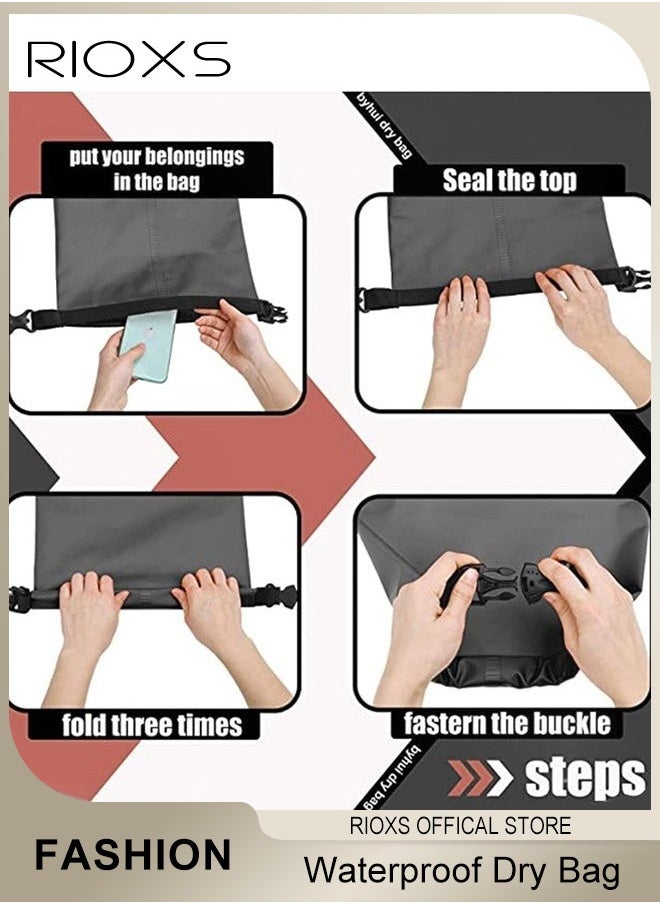 RIOXS PVC Waterproof Dry Bag 10L Diving Foldable Storage Bag for Men and Women Beach Swimming Bag Rafting backpack for Boating Canoeing Fishing Swimming Cycling Camping  - Image 3