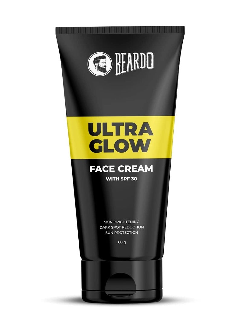 بيردو كريم Beardo Ultraglow All in One للوجه للرجال بعامل حماية من الشمس 30، 60 جرام | جل الصبار مع فيتامين E والنياسيناميد لتفتيح البشرة وتقليل البقع الداكنة - Image 1