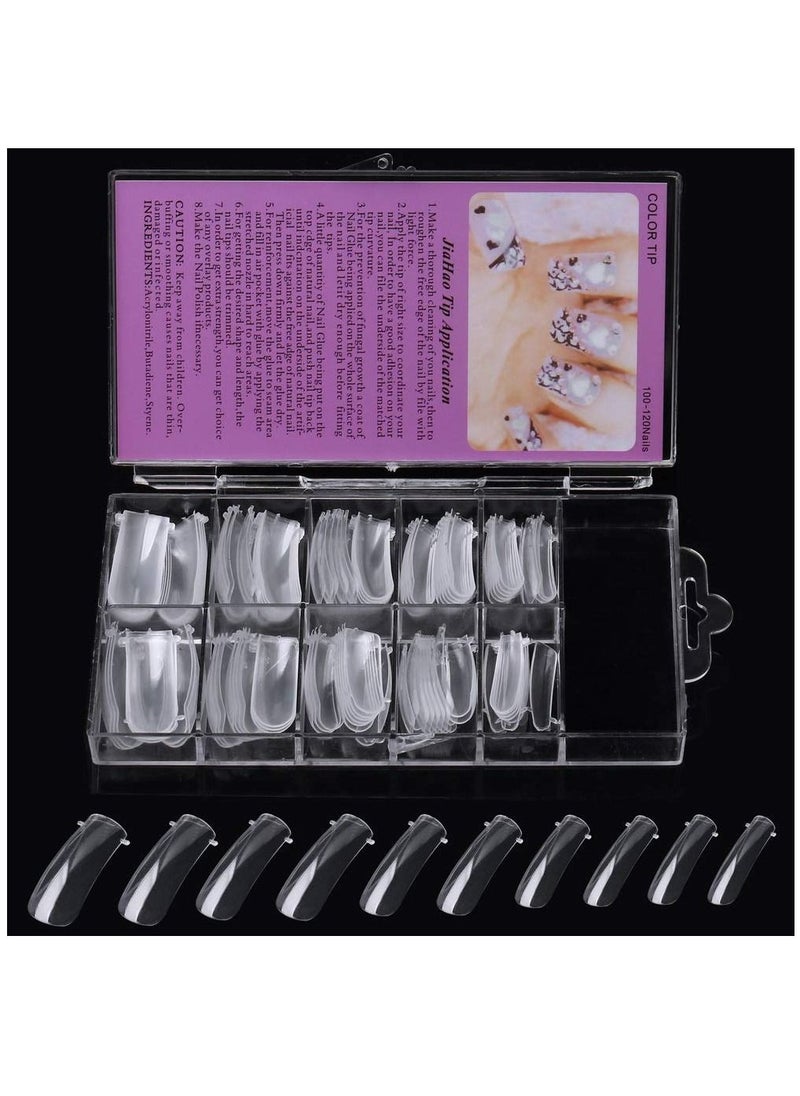 Kanza 100 Pieces Nail Tips False Nails for Nail Design, Fake Nails Tips Manicure Accessories (ALMOND SHAPED - CLEAR)  - Image 2