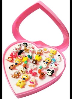 Super Toy SUPER TOY Adjustable Finger Ring for Girls - 36 Pcs, Plastic, 3D Cartoon Pattern  - Image 1