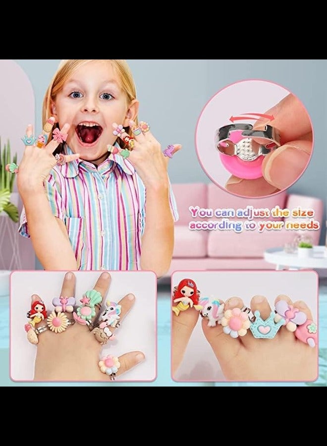 Super Toy SUPER TOY Adjustable Finger Ring for Girls - 36 Pcs, Plastic, 3D Cartoon Pattern  - Image 2