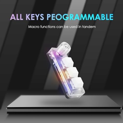 LUKCOZMO Macro Pad Macropad Macro Programmable Keypad Customized 3-Key Mini Mechanical Gaming Keyboard, One Handed Keyboard RGB LED Backlit OSU Multifunctional Macropad wtih Knob Type C 1m Cable - Image 2