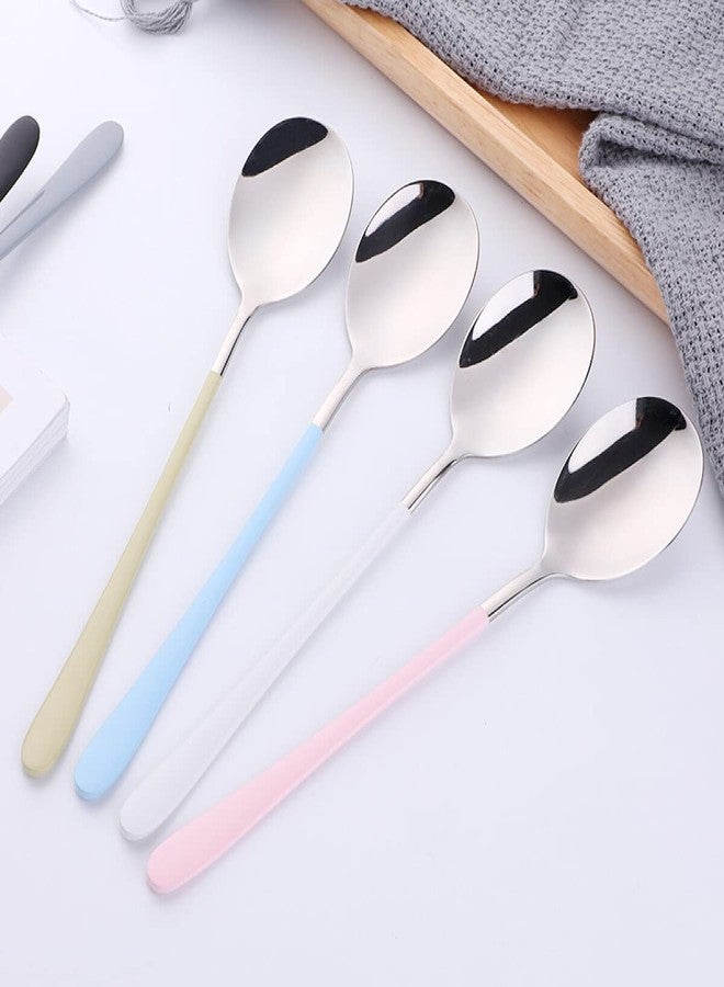 Dhyankeshwer 8 Inch Stainless Steel, Round Head Soup Spoons, Modern Thick Long Handle SUS304 Korean Spoon, Dinner Metal Spoons for Soup, Grain,Dessert,Milk,Tea,Coffee, (3, Silver) - Image 5