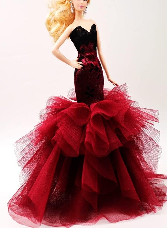 Cora Gu Handmade Classic Black Rose Lace Mermaid Dress Wedding Gowns Fit for 12" Fashion Doll & Doll's not Included - Image 3