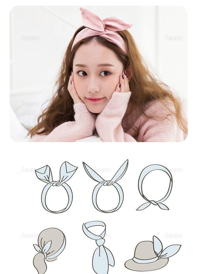 AUEAR, 9 Pack Solid Color Twist Bow Headband Wired Hair Tie Wire Headbands Rabbit Ear Head Wraps for Women Girls Accessories - Image 2