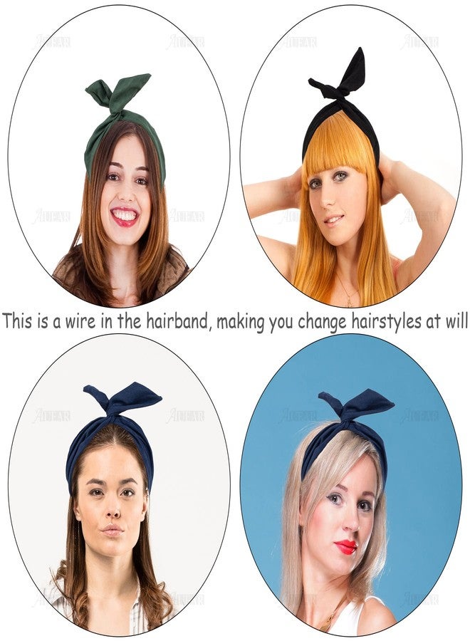AUEAR, 9 Pack Solid Color Twist Bow Headband Wired Hair Tie Wire Headbands Rabbit Ear Head Wraps for Women Girls Accessories - Image 5