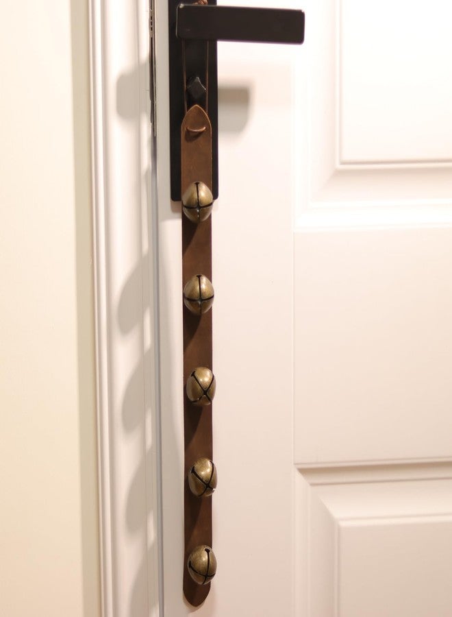 Fishknow Vintage Hanging Sleigh Bell for Door Knob,5 Loud Jingle Bells on Crazy Horse Leather Belts,Dogbells for Training,Christmas Bells for Holiday Home Decor(Brongze Bells) - Image 4