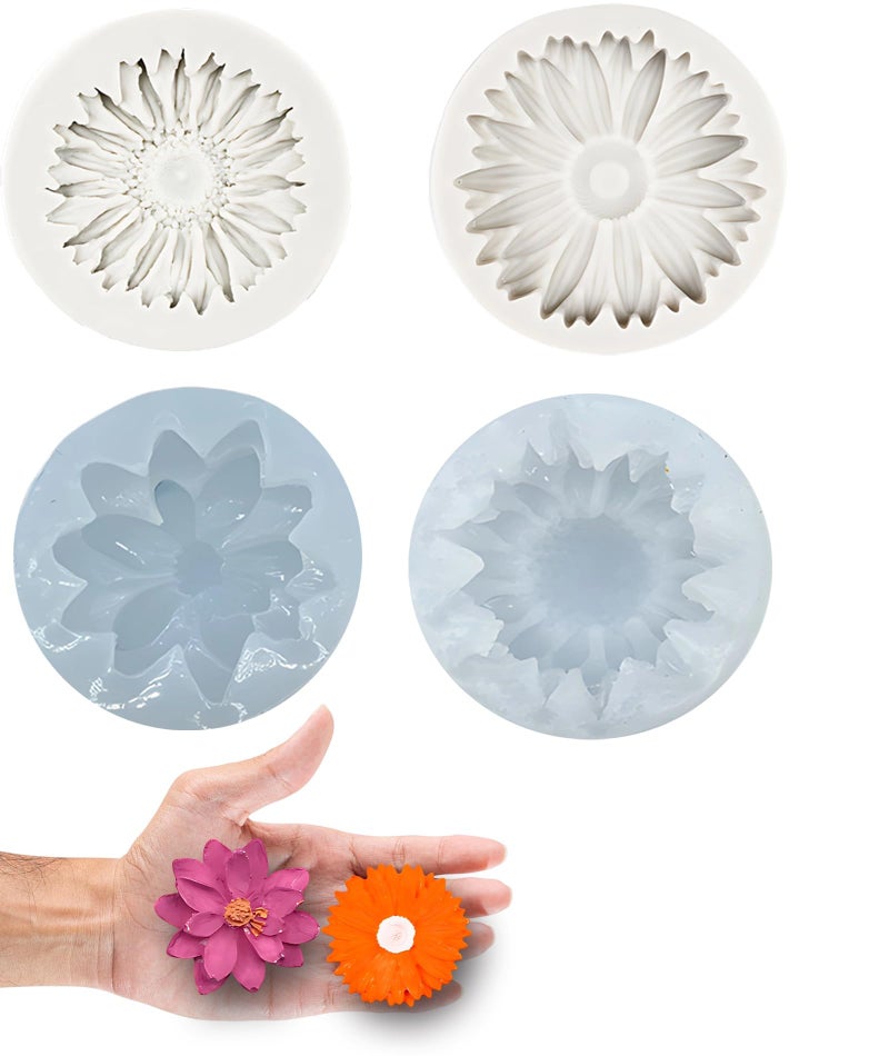 AGMITRAKA 4-Piece 3D Flower Silicone Molds Set for Candle Making and Soap Crafting, Multi-Purpose Baking Molds for DIY Projects and Home Decor - Image 1