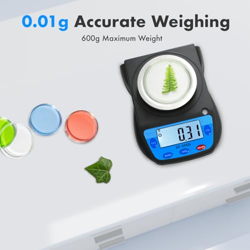 MOCCO 600 جرام × 0.01 جرام ميزان رقمي علمي ميزان مختبر دقيق ميزان إلكتروني ميزان مختبر كيمياء مجوهرات، قيراط، أوقية، جرام، وزن معايرة ومحول متضمن - Image 3