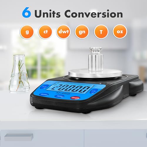 MOCCO 600 جرام × 0.01 جرام ميزان رقمي علمي ميزان مختبر دقيق ميزان إلكتروني ميزان مختبر كيمياء مجوهرات، قيراط، أوقية، جرام، وزن معايرة ومحول متضمن - Image 2