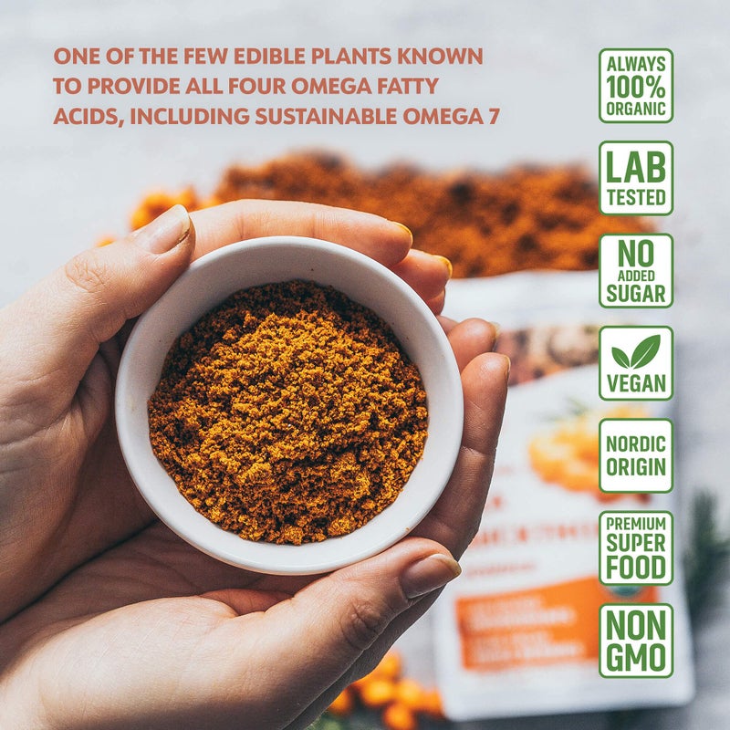 LOOV Organic Sea Buckthorn Berry Powder, High in Fiber, Omegas, Vitamin C, Vitamin E, Made from Whole Berries, 4 Oz, Grown in Nordic Climate, 23-Day Supply, No Added Sugar, Non-GMO - Image 3