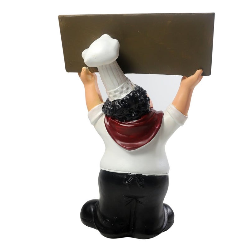 KiaoTime 15016C Italian Chef Figurines Kitchen Decor with Welcome Sign Board Plaque Home Kitchen Restaurant Decor 8" - Image 2