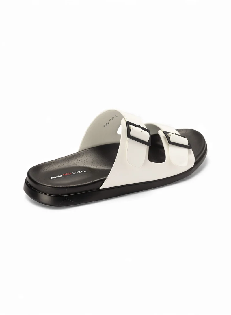 Bata White Double-Buckle Slide Sandal for Men | Best Price UAE