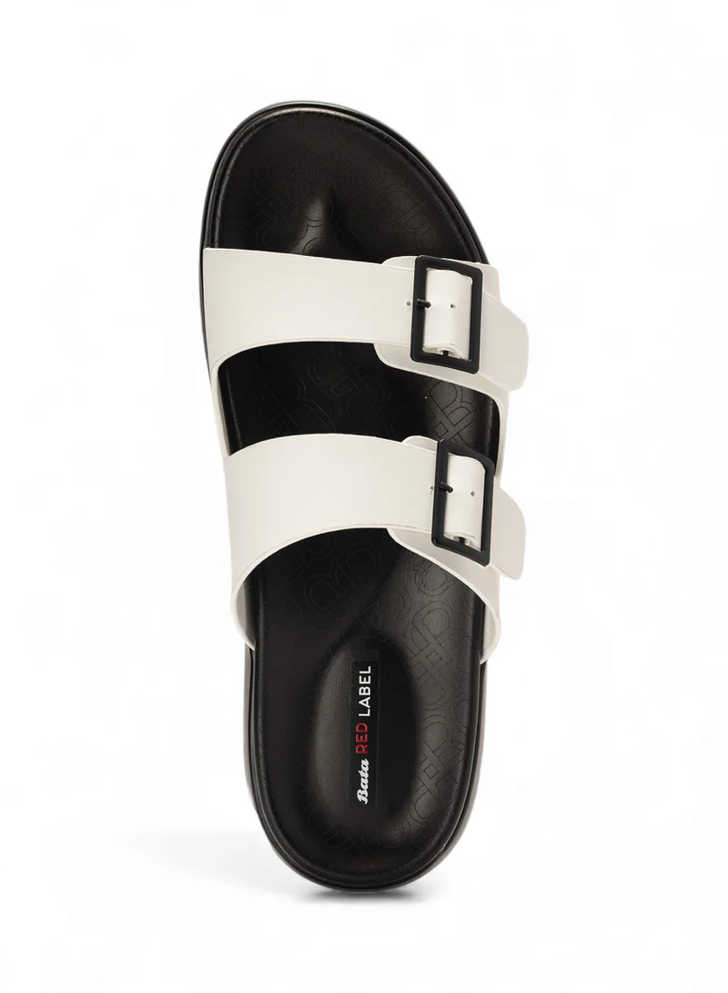 Bata White Double-Buckle Slide Sandal for Men | Best Price UAE