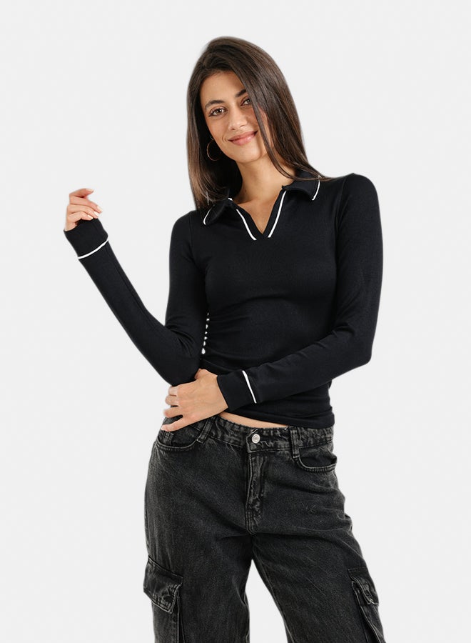 Carina V-Collared Neck Top - Image 1