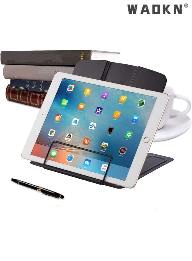 WAOKN Desk Book Stand Metal Reading Rest Book Holder Adjustable Cookbook Documents Holder Bookstands for Recipes Textbook Music Books, the First Day of School Gift for Students, Teachers ,20*15*17.5cm,black. - Image 3