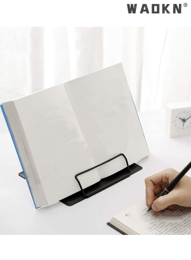 WAOKN Desk Book Stand Metal Reading Rest Book Holder Adjustable Cookbook Documents Holder Bookstands for Recipes Textbook Music Books, the First Day of School Gift for Students, Teachers ,20*15*17.5cm,black. - Image 2
