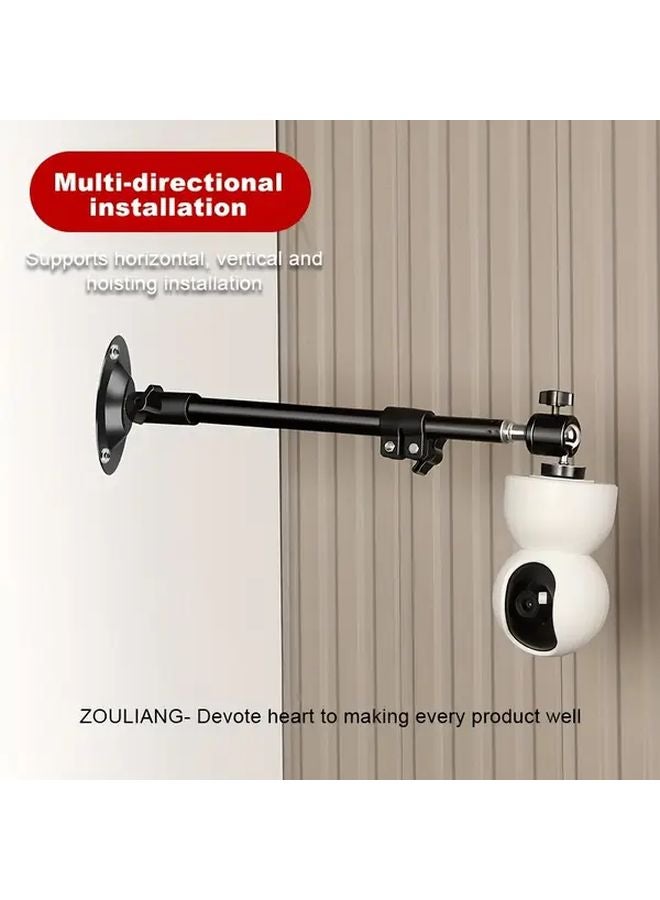 Adjustable Heavy Duty Pole Mount Camera Bracket Telescopic Wall Ceiling Mounted Drill Free Installation Screws Included Carbon Like Expansion For Indoor CCTV Systems Compatible With Most Smart Cameras 1pc - Image 5