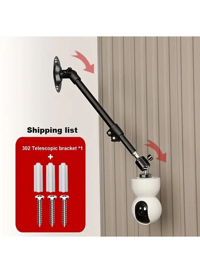 Adjustable Heavy Duty Pole Mount Camera Bracket Telescopic Wall Ceiling Mounted Drill Free Installation Screws Included Carbon Like Expansion For Indoor CCTV Systems Compatible With Most Smart Cameras 1pc - Image 1