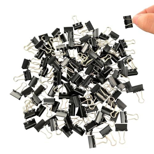 Ykimok 120Pcs Mini Binder Clips, 5/8 inch(15mm), Paper Clamps Small Size for Office Supplies, Black - Image 1