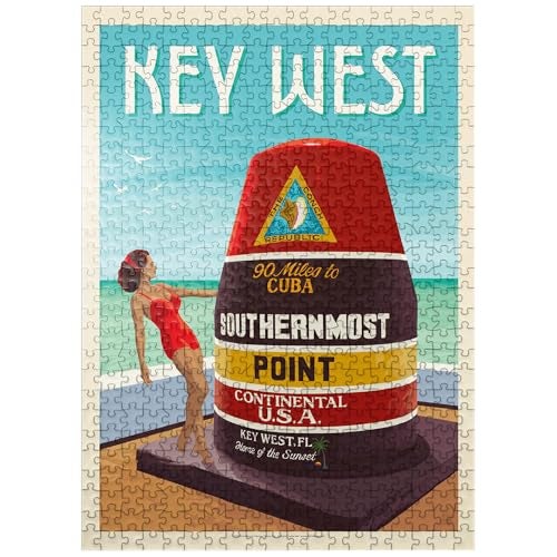 MyPuzzle.com MyPuzzle Key West Florida Vintage Poster Premium 500 Piece Jigsaw Puzzle for Adults - Image 1