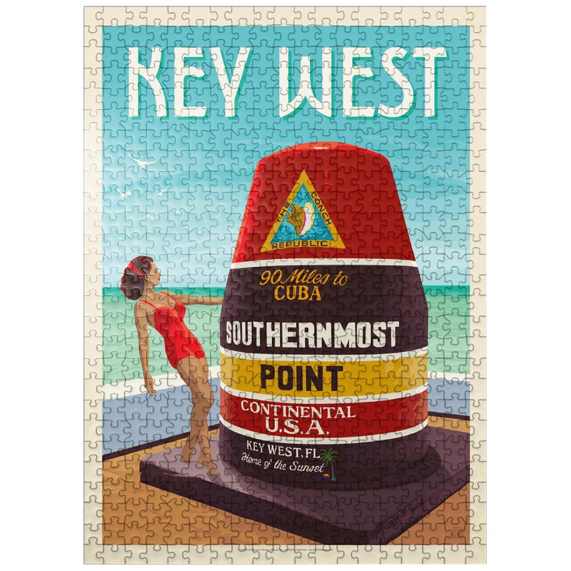 MyPuzzle.com MyPuzzle Key West Florida Vintage Poster Premium 500 Piece Jigsaw Puzzle for Adults - Image 3