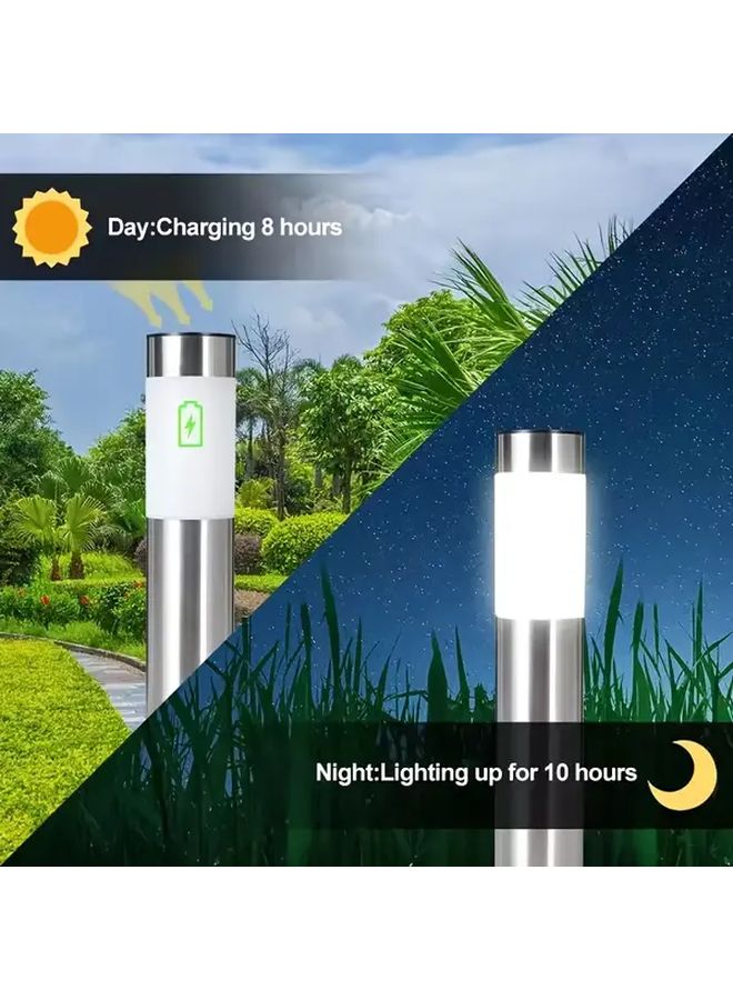 عبوتين من مصابيح LED الشمسية للطريق الخارجية باللون الأبيض الفضي بارتفاع قابل للتعديل للحديقة - Image 5