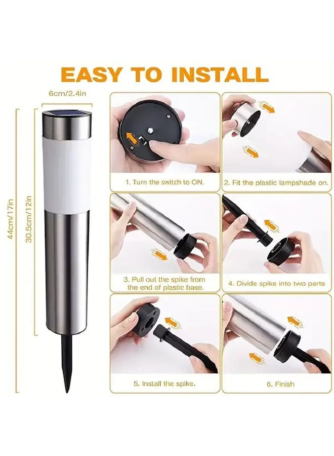 عبوتين من مصابيح LED الشمسية للطريق الخارجية باللون الأبيض الفضي بارتفاع قابل للتعديل للحديقة - Image 4