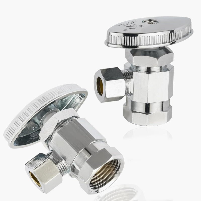 GUOFIS 2Pack GUOFIS Angle Stop Valve with MultiTurn12Inch Fip Iron Pipe x 38Inch OD Compression Water Shutoff ValvesLF Brass Chrome PlateVALVE3652Pack - Image 2