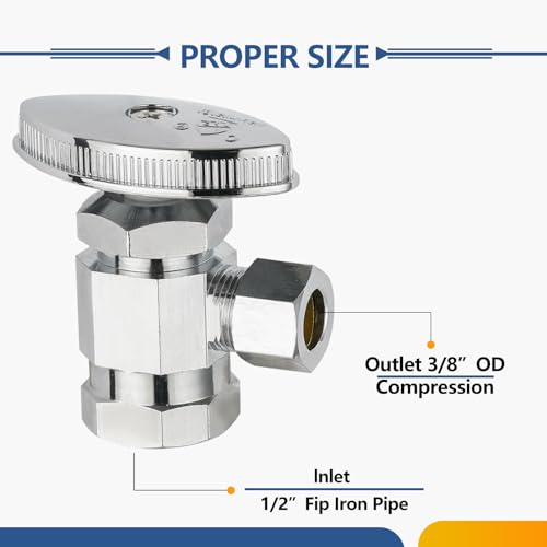 GUOFIS 2Pack GUOFIS Angle Stop Valve with MultiTurn12Inch Fip Iron Pipe x 38Inch OD Compression Water Shutoff ValvesLF Brass Chrome PlateVALVE3652Pack - Image 3