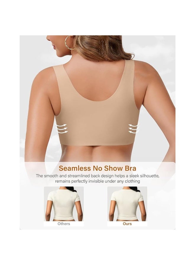 Women’s Seamless Cami Bras Built-in Support, Wireless Push Up Bra Full Coverage, V-Neck Padded Comfort Bralette for Daily Wear - Image 3