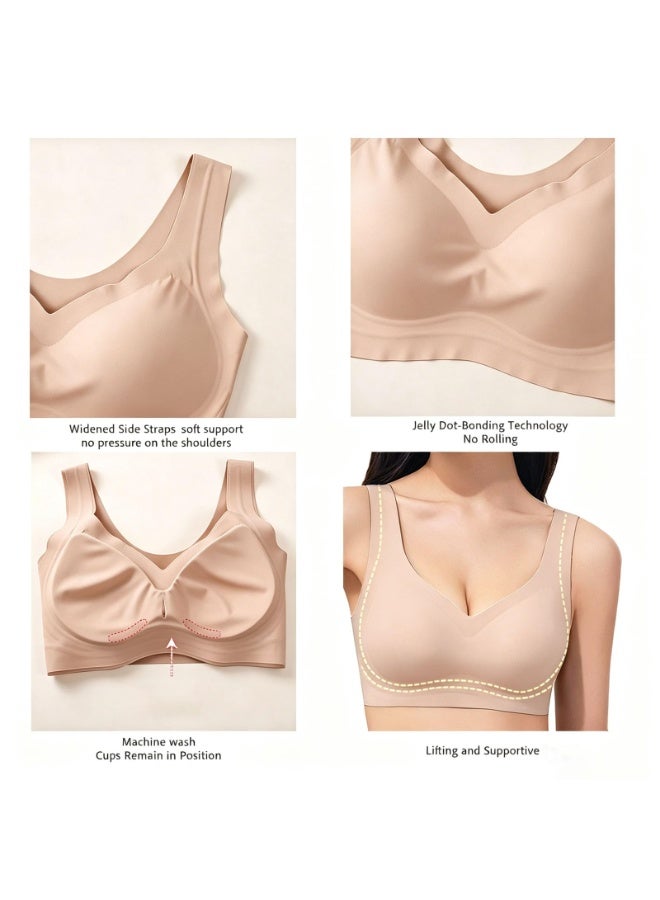 Women’s Seamless Cami Bras Built-in Support, Wireless Push Up Bra Full Coverage, V-Neck Padded Comfort Bralette for Daily Wear - Image 4