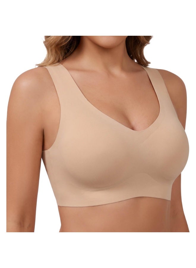 Women’s Seamless Cami Bras Built-in Support, Wireless Push Up Bra Full Coverage, V-Neck Padded Comfort Bralette for Daily Wear - Image 1