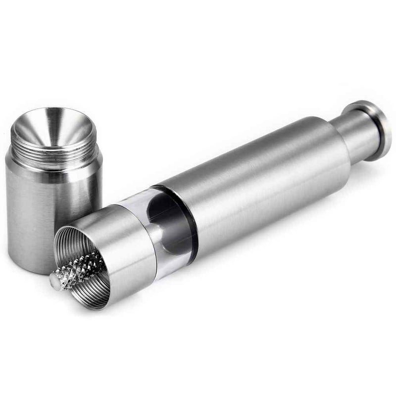 Kazenzo Mini Pepper Grinder Crusher Mill Stainless Steel Hand Thumb Press Set Machine with Stylish Design for Grinding Salt and Black Pepper - Image 2