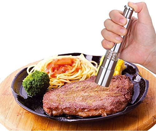 Kazenzo Mini Pepper Grinder Crusher Mill Stainless Steel Hand Thumb Press Set Machine with Stylish Design for Grinding Salt and Black Pepper - Image 4