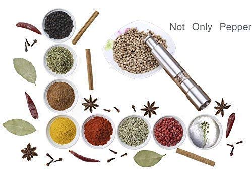 Kazenzo Mini Pepper Grinder Crusher Mill Stainless Steel Hand Thumb Press Set Machine with Stylish Design for Grinding Salt and Black Pepper - Image 5